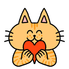 ハートを持った茶トラ猫