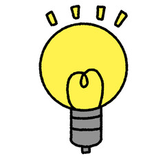 ピカピカした可愛い電球のイラスト