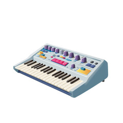 Colorful and Creative Mini Synthesizer with Keyboards and Control Knobs for Music Production and Electronic Sound Design