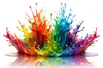 Rainbow wave. Colorful paint splash isolated on white background