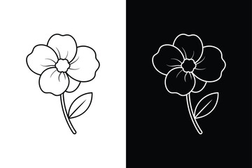 Buttercup Flower line Icon illustration design with black white background design