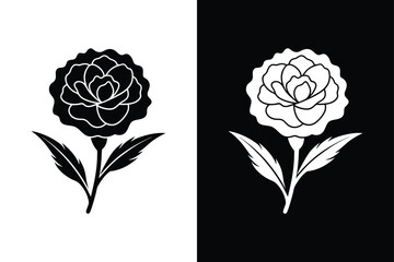 Carnation Silhouette Vector. Minimal Floral Design Element for Prints and Logos