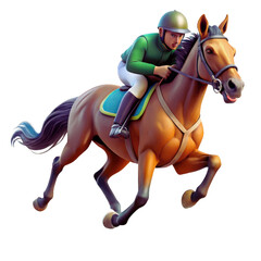 Fototapeta premium Horse and Rider 3D Model PNG: Asian Games