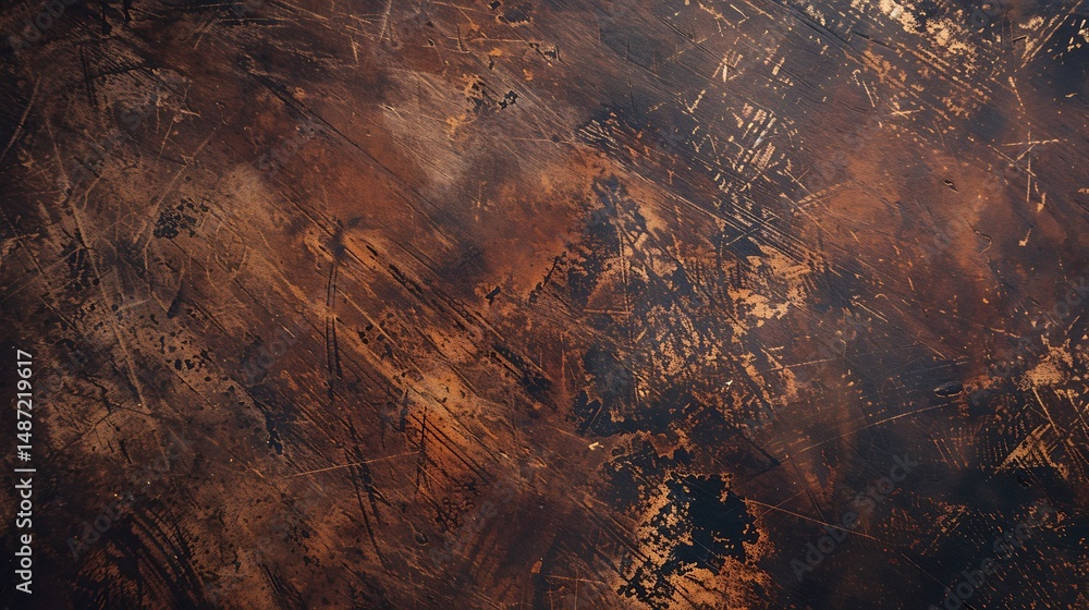 Poster textured copper and bronze abstract background with speckled light effect and dark rustic surface