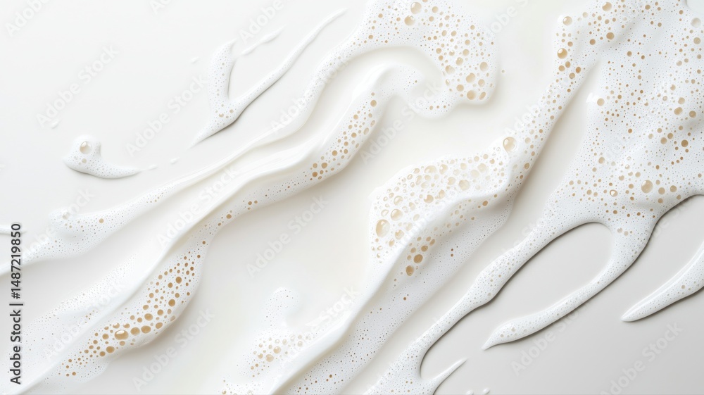 Poster abstract white fluid texture with foam and bubbles white fluid foam bubbles texture abstract liquid
