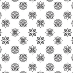 Elegant Black and White Floral Mandala Seamless Pattern | Vector Tile for Backgrounds & Textiles | Modern stylish abstract texture | Geometric floral seamless patterns | Simple illustrations