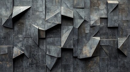 Fractured Facade with Abstract Angles: Dark Pattern of Irregular Shapes and Angular Fractures in Modern Art