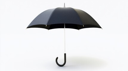 Isolated on white, a single open black umbrella offers classic protection from rainy weather