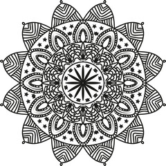 Mandala pattern for coloring on white background, Flower Mandala, Coloring book page, Relaxation traditional ornamental mandala, tatoo mandala.