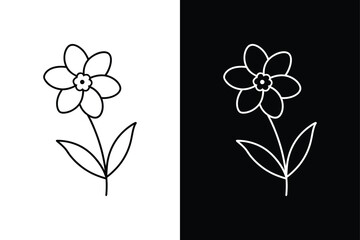 Forget Me Not Flower line icon Vector. Simple Black White Background