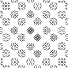 Elegant Black and White Floral Mandala Seamless Pattern | Vector Tile for Backgrounds & Textiles | Modern stylish abstract texture | Geometric floral seamless patterns | Simple illustrations