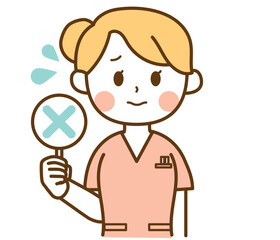 不正解を発表する看護師の女性のイラスト