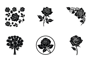 Rose Silhouette Vector  | Romantic Flower