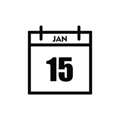 calender icon, 15 january icon with white background