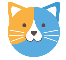 Adorable two tone cat face cartoon illustration