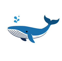 Happy blue whale ocean animal cartoon illustration