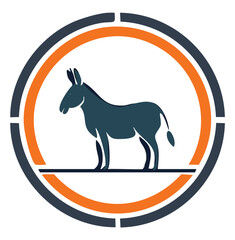 Donkey silhouette in circular logo design