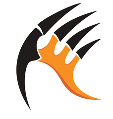 Abstract orange and black claw design graphic