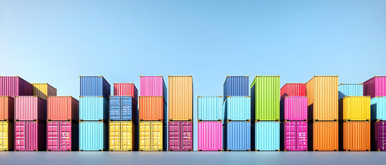 Obraz premium Colorful Stacked Shipping Containers