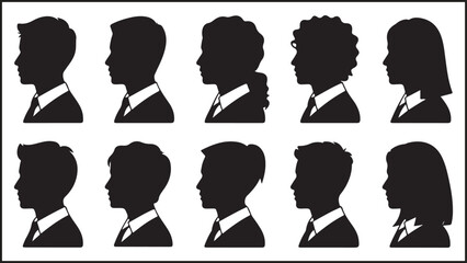 Male and female silhouette avatar icon set
