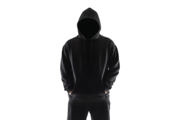 Anonymous Person in Black Hoodie on Transparent Background