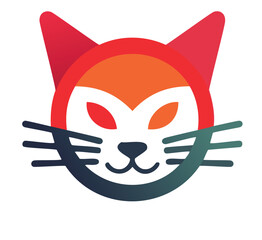 Playful orange cat face logo design illustration