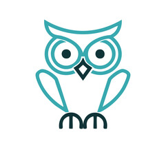 Simple line art owl design cute bird illustration
