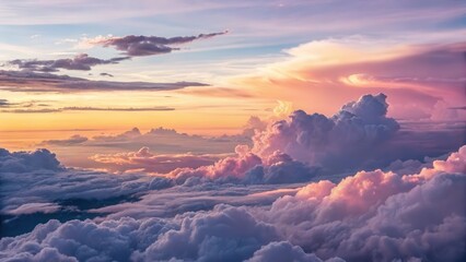 Stunning Sunset Cloudscape Aerial View of Colorful Sky and Clouds