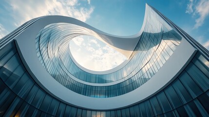 Obraz premium Curving Architectural Masterpiece: A Modern Building Design
