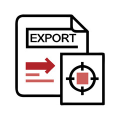 Fototapeta premium Export file with red arrow and target icon