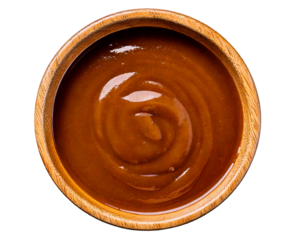  Brown gravy in a bowl top view transparent background PNG