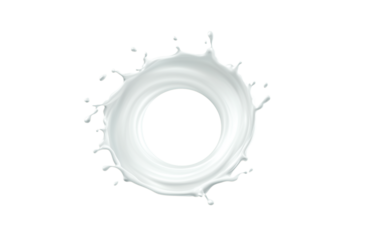 Milk circle splashes isolate on blue background liqiud splash 3d render