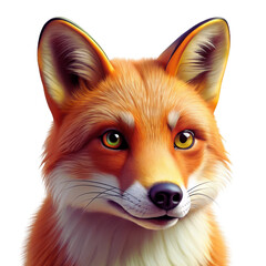 Obraz premium Cartoon Red Fox Head PNG: Playful Animal Design