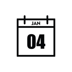 calender icon, 04 january icon with white background