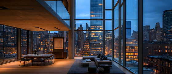 Modern City Apartment Interior At Night