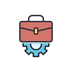 Business Innovation Depicting A Briefcase Set Upon An Operational Gear