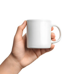 Blank White Mug in Hand Perfect for Mockups and Designs