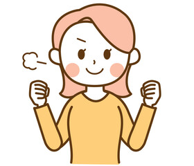 やる気満々の女性のイラスト