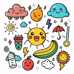 Cute weather and nature doodles