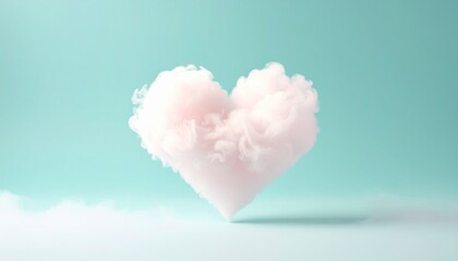 A fantastic scene with pastel colored heart clouds overlapping in the sky