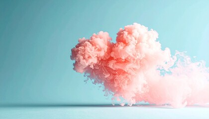 A fantastic scene with pastel colored heart clouds overlapping in the sky