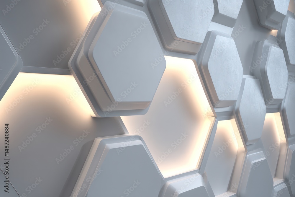 Poster led panel in soft white with glowing accents, adding a subtle and refined touch.