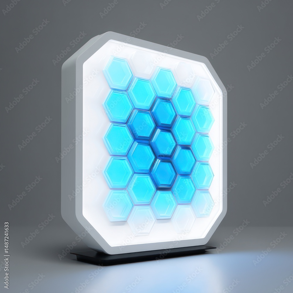 Poster led panel icon in 3d with a simple white glow, creating a calm, clean light effect.