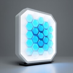 LED panel icon in 3D with a simple white glow, creating a calm, clean light effect.