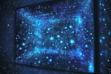LED panel in 3D with cosmic blue and black starscape, giving the feel of starlit skies.
