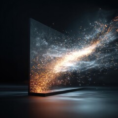Smart LED wall panel with star fragments moving across the display, enhancing the cosmic feel.