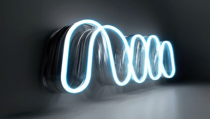 3D LED panel icon in polished chrome with neon edges, offering a stylish and glowing effect.