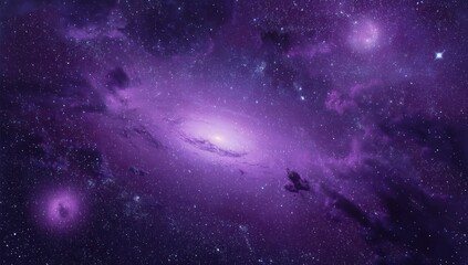LED panel in 3D with cosmic purple nebula and stars, creating a celestial-inspired display.