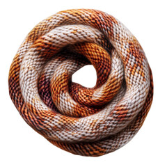 Fototapeta premium A cozy knitted scarf coiled in a swirl with warm textures, transparent background