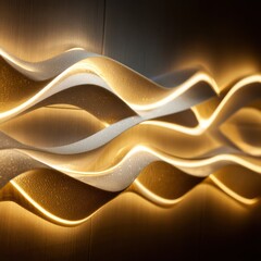 LED Wall Panel with a design of glowing LED waves and horizontal streaks for a sleek style.